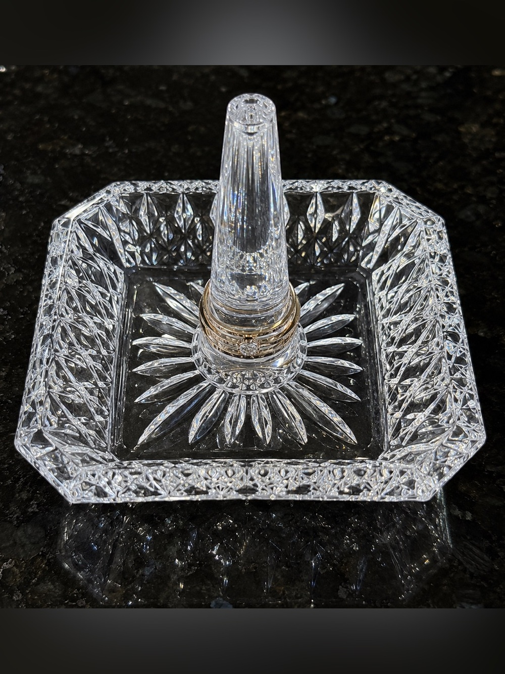 Waterford Lismore Crystal Square Ring Holder | 3” Ring Dish | Made in Slovenia